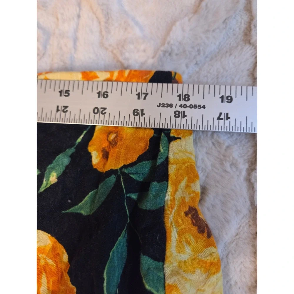New York & Company 7th Avenue Floral‎ Pencil Skirt Yellow Orange Roses Size 18